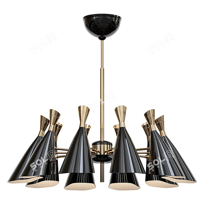 Duke Replica Ceiling Light, 8 Black Shades 3D model image 1