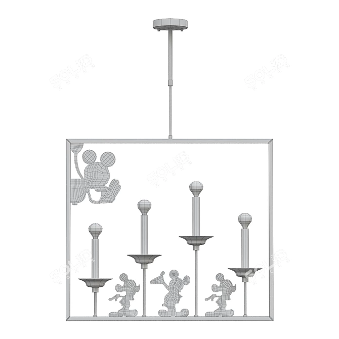 Enchanting Disney Mice Pendant Light 3D model image 3
