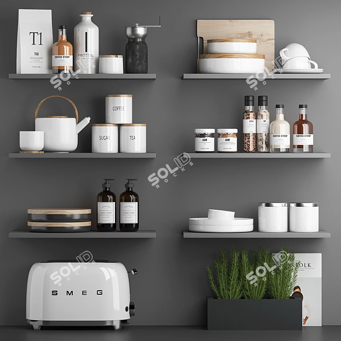 Kitchen Accessory Set 3D Model 3D model image 1