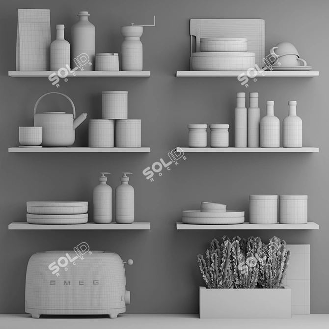 Kitchen Accessory Set 3D Model 3D model image 3