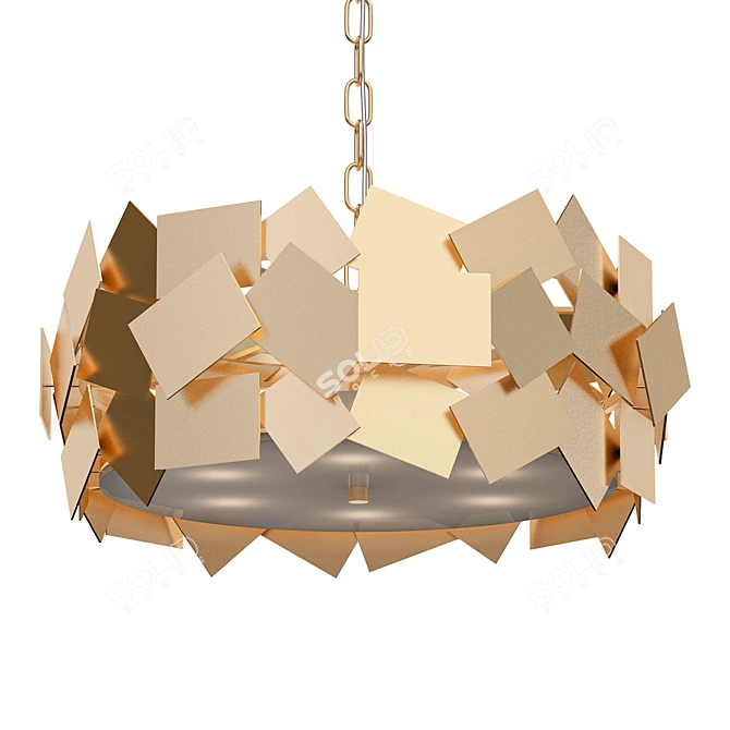 Elegant Gold Plate Chandelier 4 3D model image 1