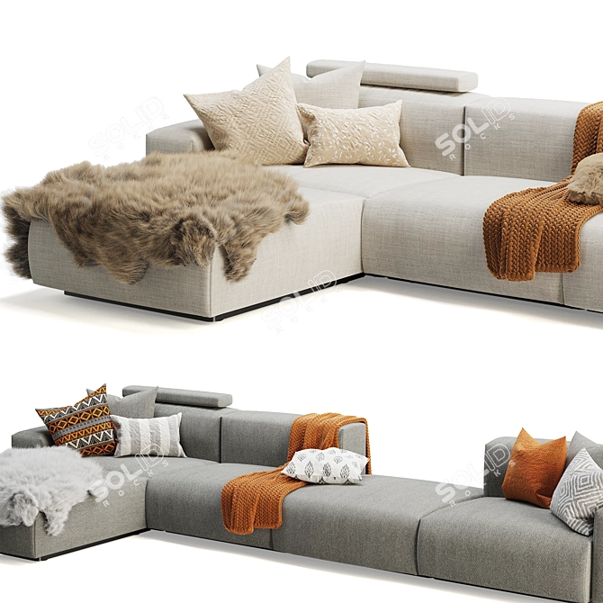 Vitra Soft Modular Platform Chaise 3D model image 5