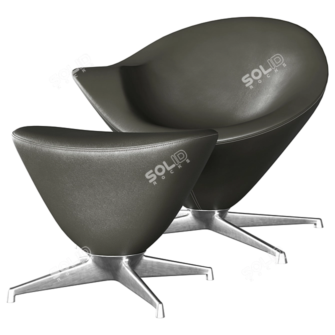 Compact Plateau Lounge Chair 3D model image 6