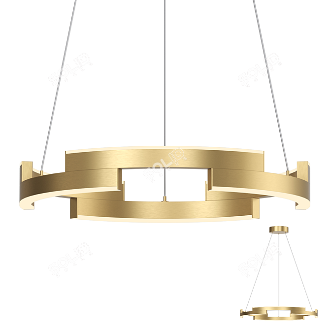 Segmented Brass LED Chandelier 3D model image 1