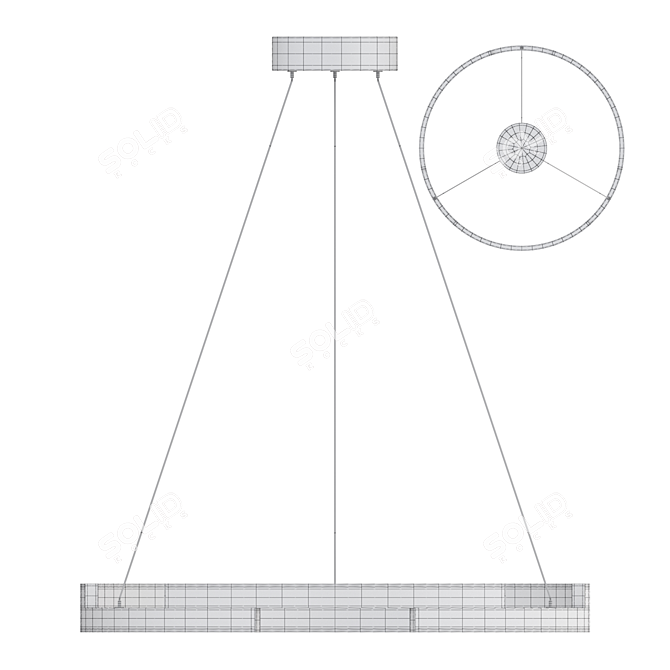 Segmented Brass LED Chandelier 3D model image 3