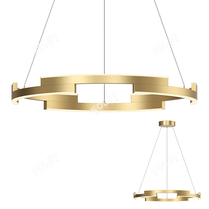 Segmented Brass LED Chandelier 3D model image 4