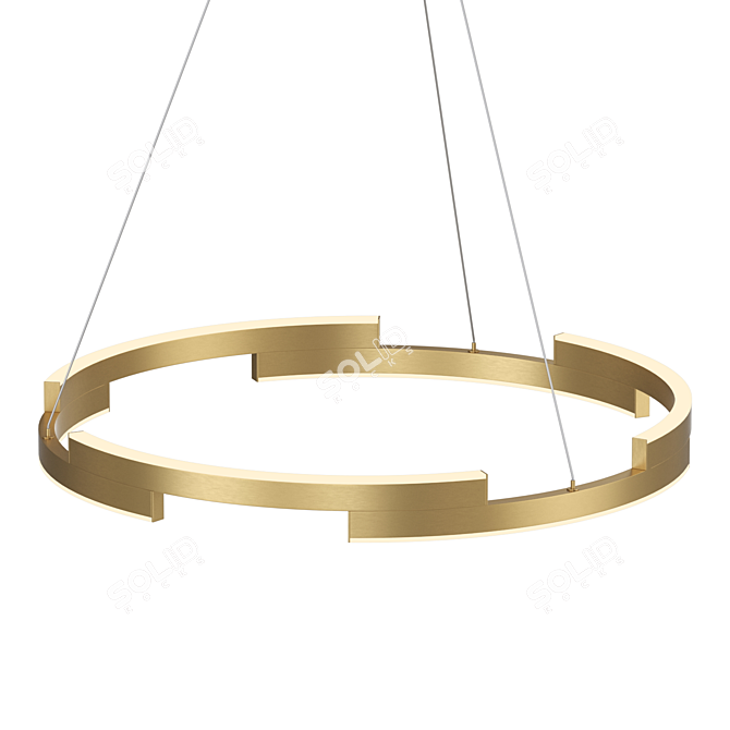 Segmented Brass LED Chandelier 3D model image 5
