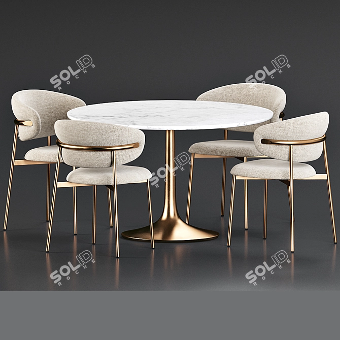 Luxury Marble Dining Set 183 3D model image 2