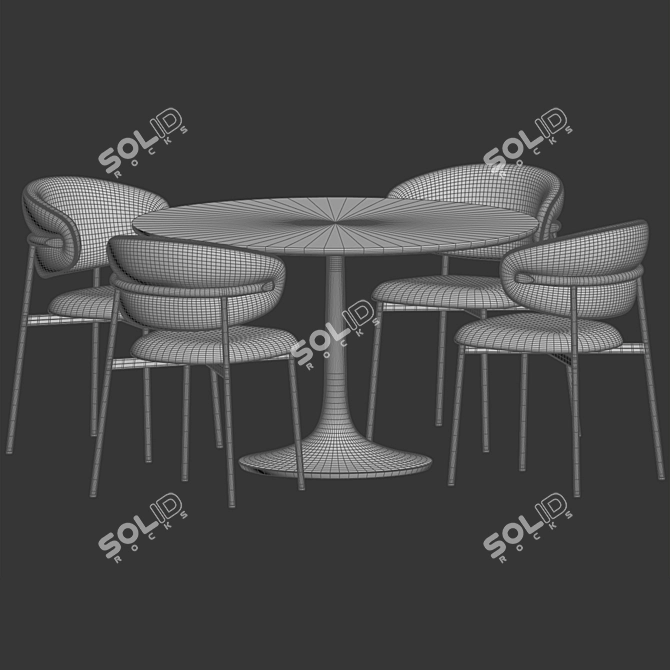 Luxury Marble Dining Set 183 3D model image 3