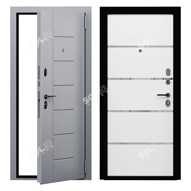 Graphite White Entry Door, Metal 3D model image 1