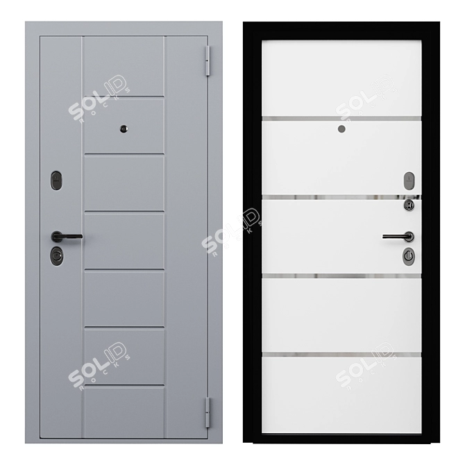 Graphite White Entry Door, Metal 3D model image 3