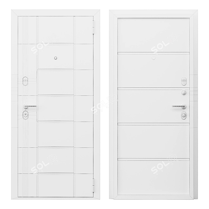 Graphite White Entry Door, Metal 3D model image 5