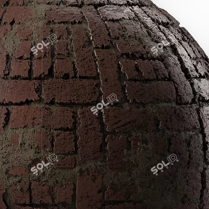 Artisan Stone Brick Tile Texture 3D model image 5