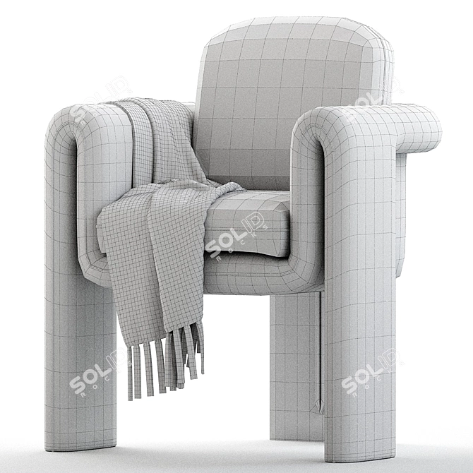 Elegant Velvet Floria Chair 3D model image 2