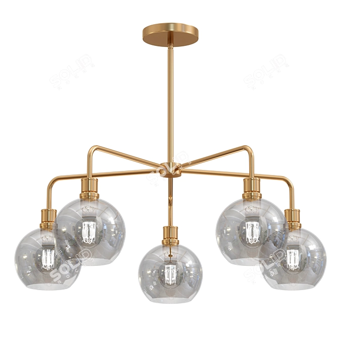 Glowing Glass Chandelier Fixture 3D model image 1