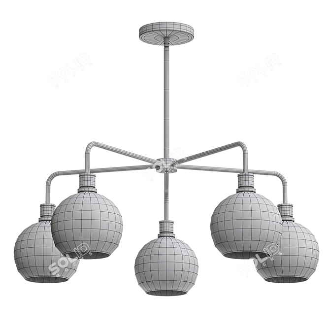 Glowing Glass Chandelier Fixture 3D model image 2