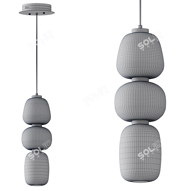 Triple Stacked Lampion Pendant Light 3D model image 2