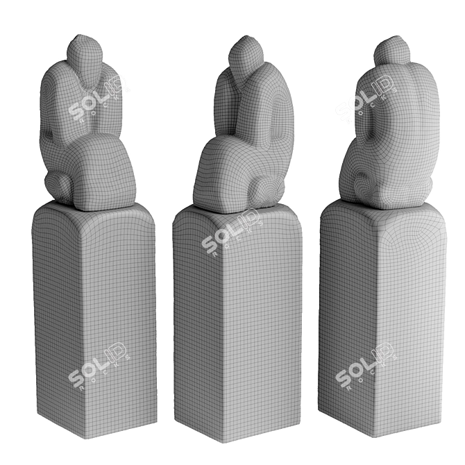 Sculpted Figure Marble Pedestal 3D model image 6