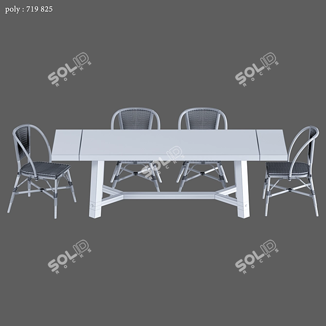 Rustic Farmhouse Dining Set 3D model image 3