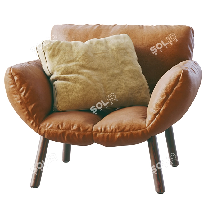 Contemporary Leather Armchair by Bonaldo 3D model image 5