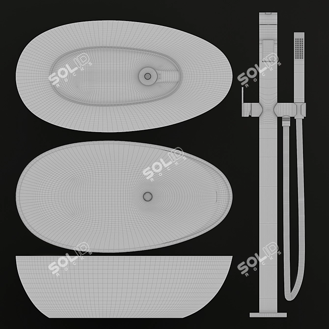 Antonio Lupi Eclipse Bath with Bikappa Mixer 3D model image 2
