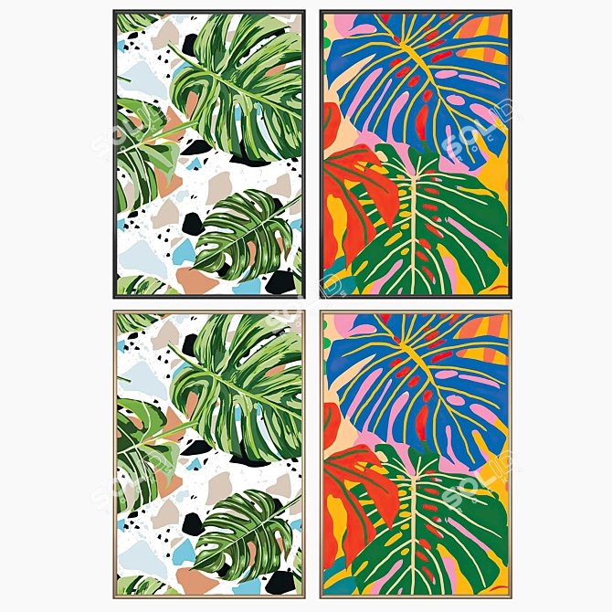 Artwork Set with Varied Frames 3D model image 2