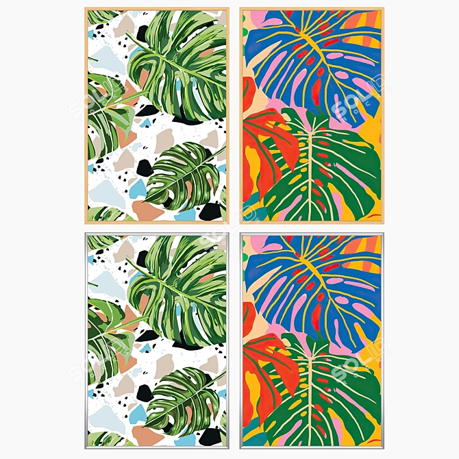 Artwork Set with Varied Frames 3D model image 3