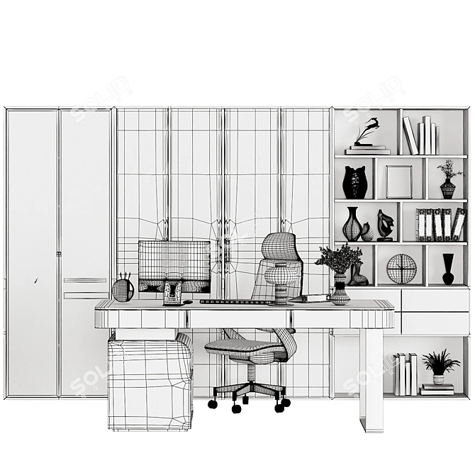Modern Home Office Tech Set 3D model image 5