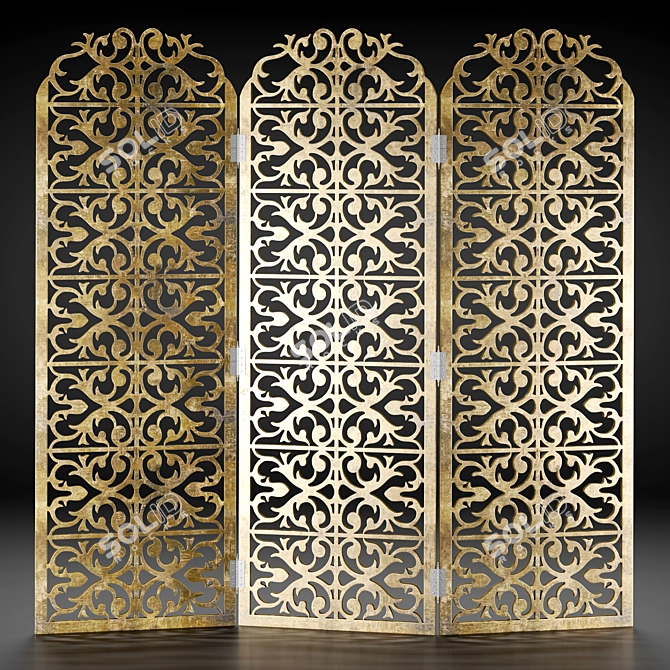 Tri-Texture Decorative Folding Screen 3D model image 1