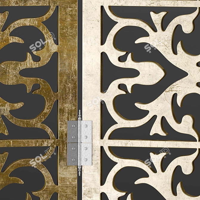 Tri-Texture Decorative Folding Screen 3D model image 4