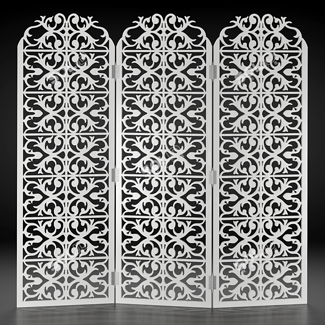 Tri-Texture Decorative Folding Screen 3D model image 8