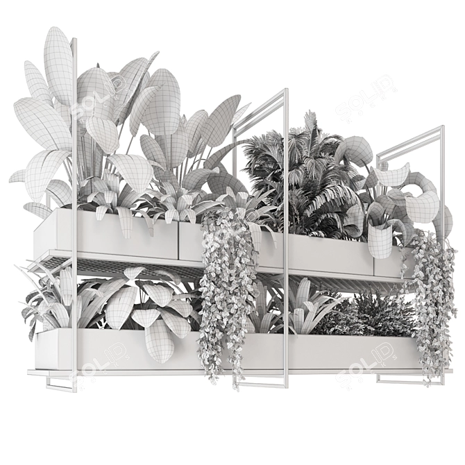 Gray Pots Hanging Plant Set 3D model image 7