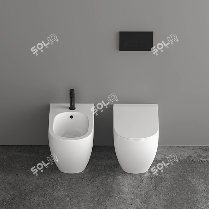 Ceramic Wall Hung Bidet WC 3D model image 2