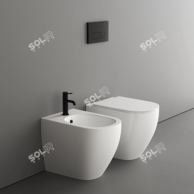 Ceramic Wall Hung Bidet WC 3D model image 3