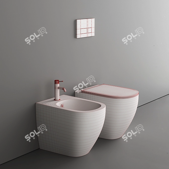 Ceramic Wall Hung Bidet WC 3D model image 5