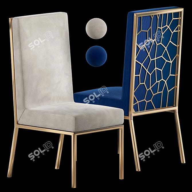 Luxurious Velvet Dining Chair 3D model image 2