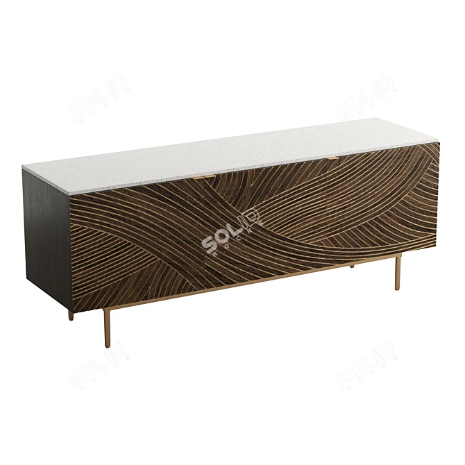Exotic Terrazzo Mango Sideboard 3D model image 2