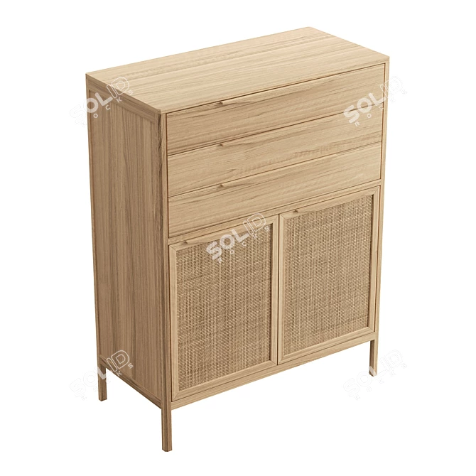 Boho Cane Door Tall Dresser 3D model image 4