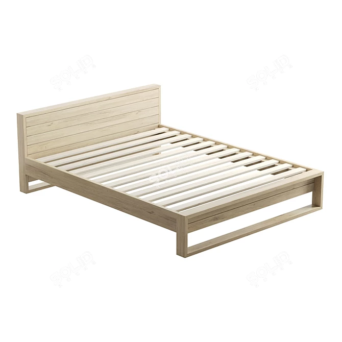 Elegant Teak Bed Frame 3D model image 3