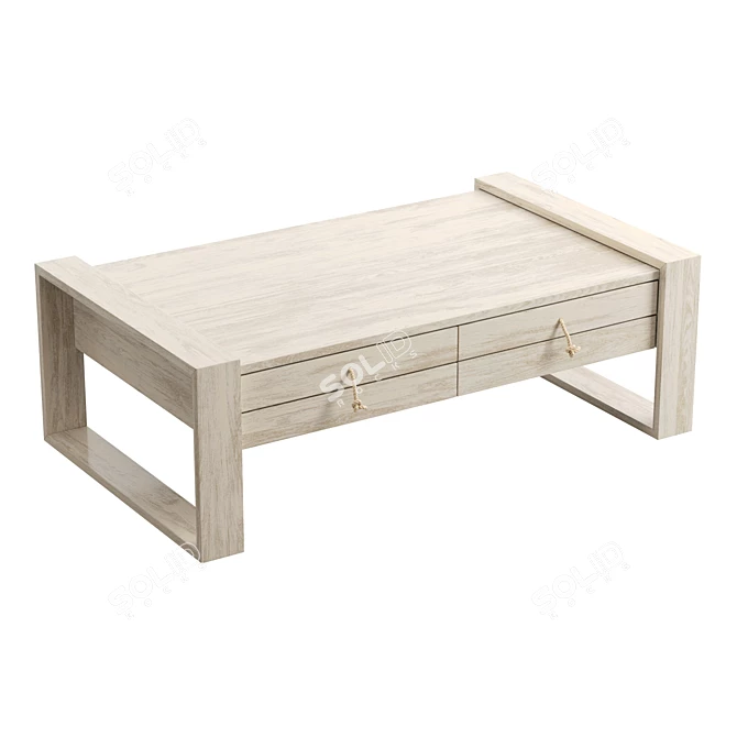 Minimalys Teak Coffee Table with Drawers 3D model image 1