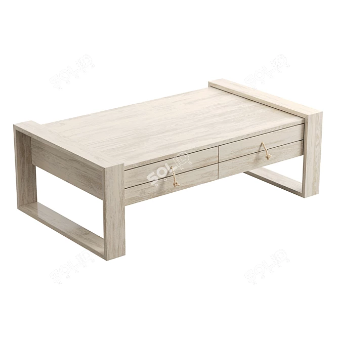 Minimalys Teak Coffee Table with Drawers 3D model image 4