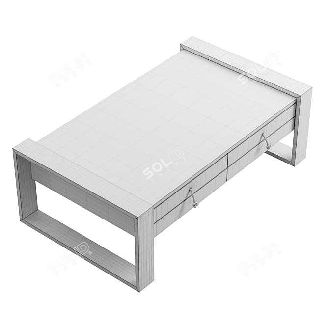 Minimalys Teak Coffee Table with Drawers 3D model image 6