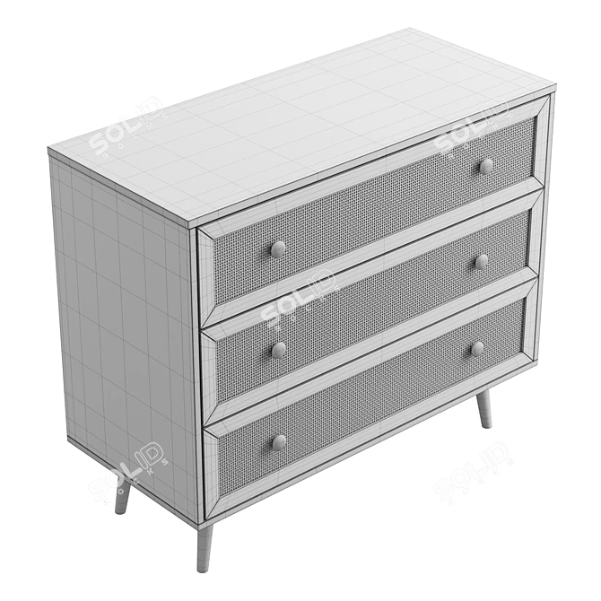 Boho Rattan 3 Drawer Chest 3D model image 6