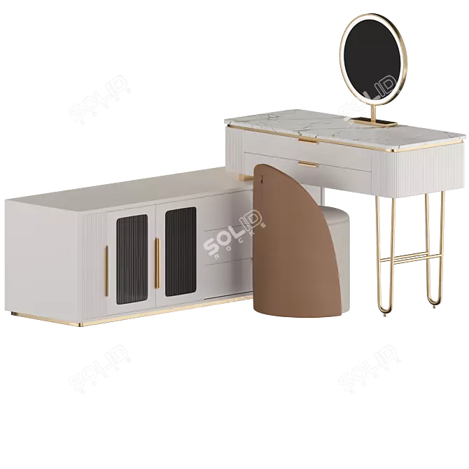 Modern L-Shaped LED Makeup Vanity 3D model image 3