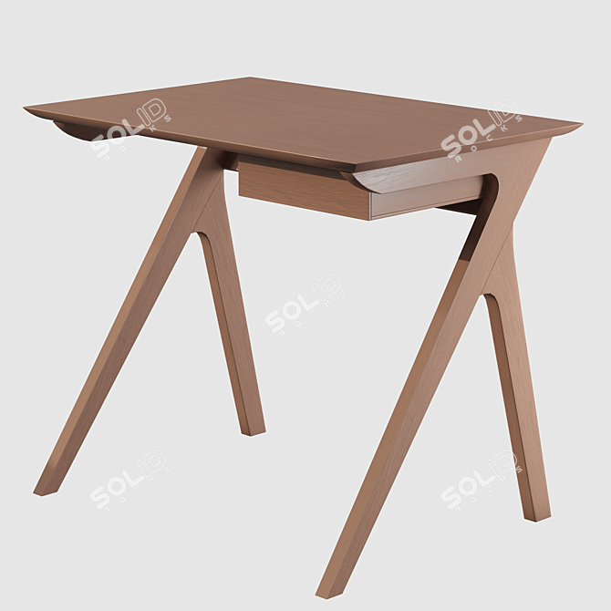 Minimalist Oak Compact Desk 3D model image 1