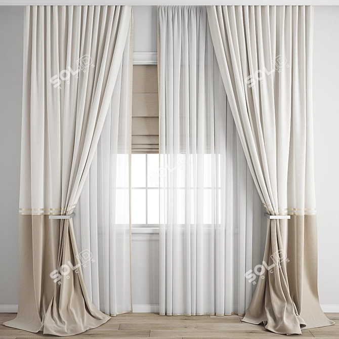 Polygonal Curtain Model with Textures 3D model image 1