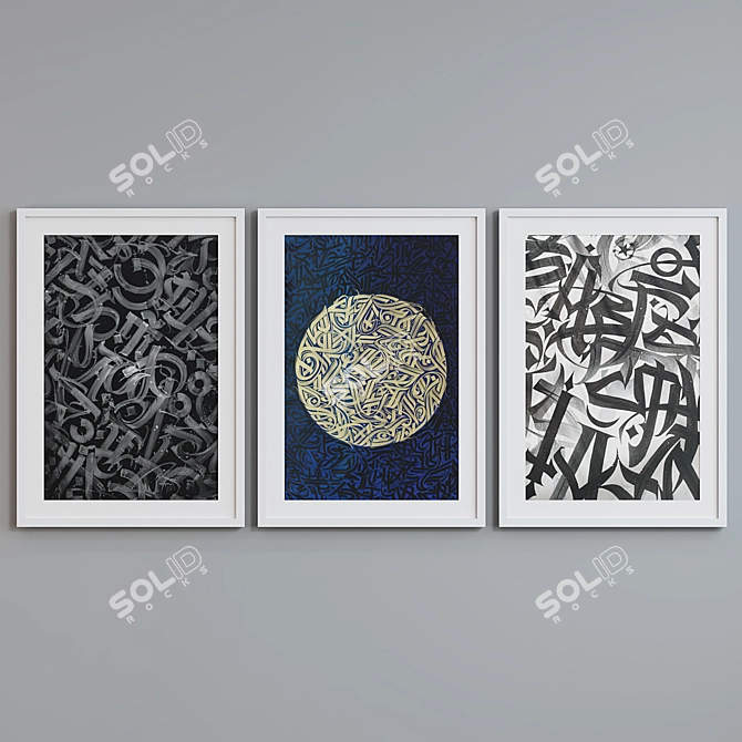 Modern Calligraphy Photo Frame Set 3D model image 2
