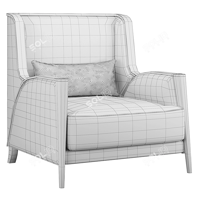 Brezza Fabric Armchair Modern Comfort 3D model image 3