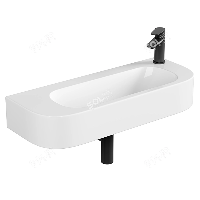 Elegance Defined: Curved Wall Hung Basin 3D model image 1