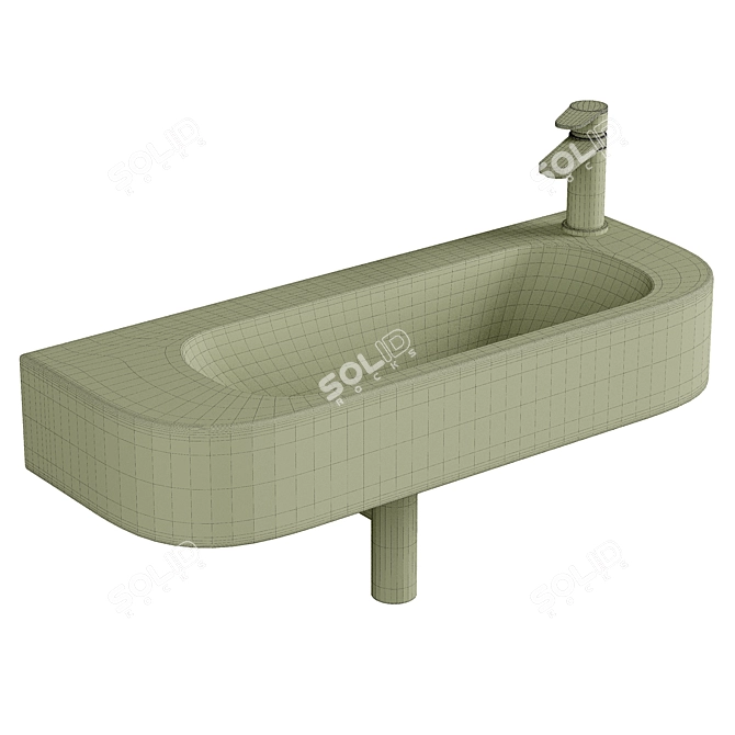 Elegance Defined: Curved Wall Hung Basin 3D model image 2